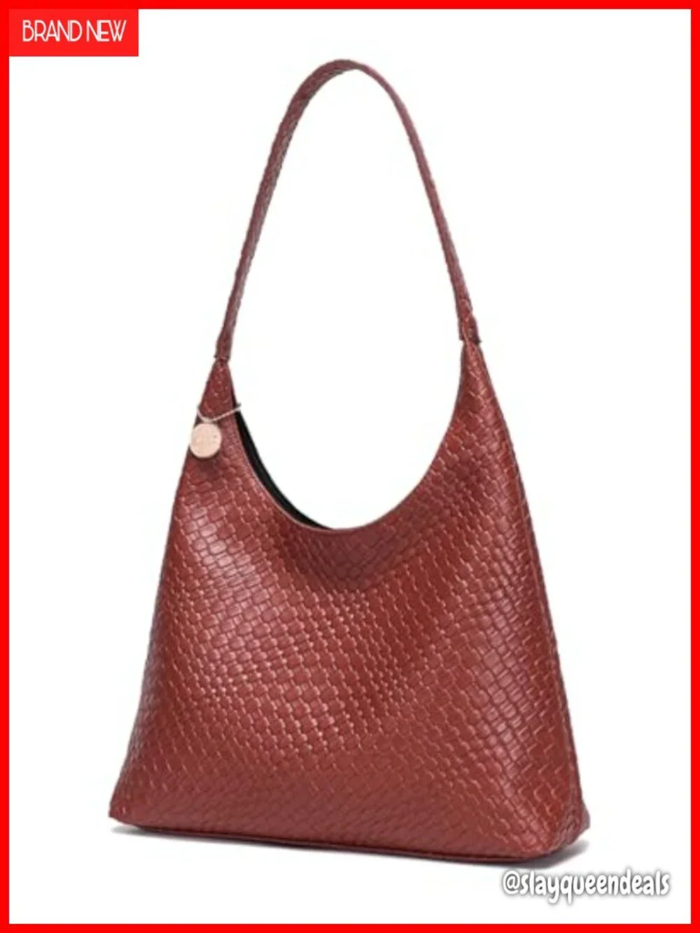 Vegan Leather Woven Hobo Tote Bag